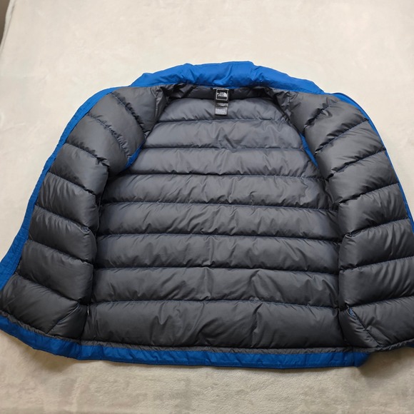 The North Face Goose Down Puffer Vest Mens Medium Blue Zip Nuptse 550 Fill - Picture 10 of 14